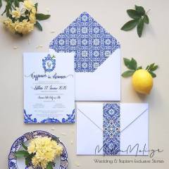 Προσκλητήριο Γάμου blue porcelain, κωδ. 7727