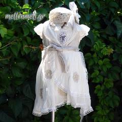 Erofili - Boho Βαπτιστικό Φόρεμα ή Πακέτο Βάπτισης με Βαλίτσα, "Megan"