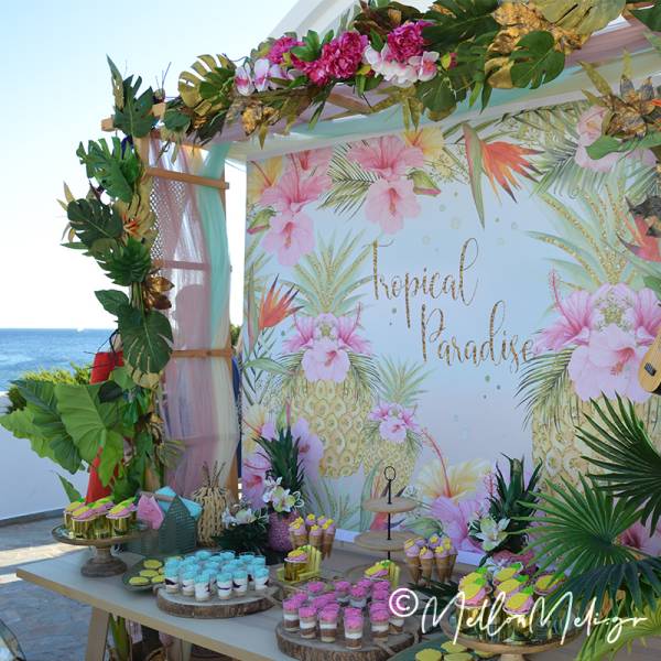 Στολισμός Βάπτισης-Candy bar Tropical Paradise